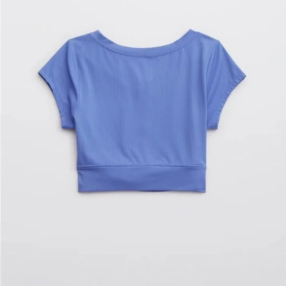 OFFLINE By Aerie Real Me Henley Crop Tee In Baja Blue - Picture 4 of 11
